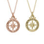 Travel Safe Outline Compass Gold Plated Silver Necklace, thumbnail 5 of 8