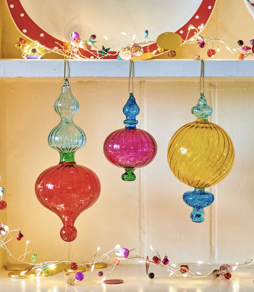 Fine Glass Fluted Hand Blown Baubles, 1 of 4