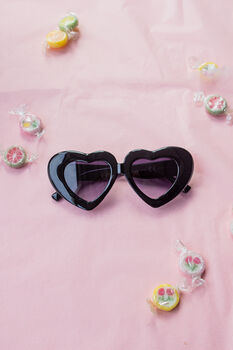 Black Chunky Oversized Heart Sunglasses, 2 of 5