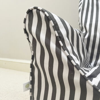 Personalised Childs Dark Grey Stripe Bean Bag Chair, 2 of 2