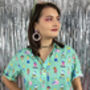 90s People Illustrated Pattern Button Up Shirt, thumbnail 1 of 4