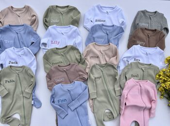 Personalised Baby Zip Sleepsuit | Newborn Essentials, 4 of 12