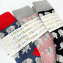 Christmas Cosy Elephant Socks With Personalised Label, Warm Socks, thumbnail 2 of 4