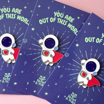 Cartoon Astronaut Enamel Pin Badge, 4 of 4