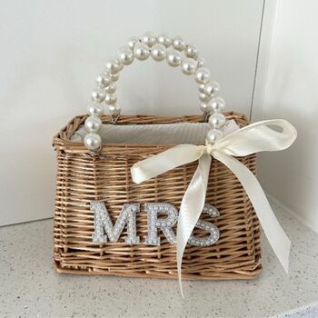 Personalised Wicker Pearl Bridal Hen Party Bag, 4 of 4