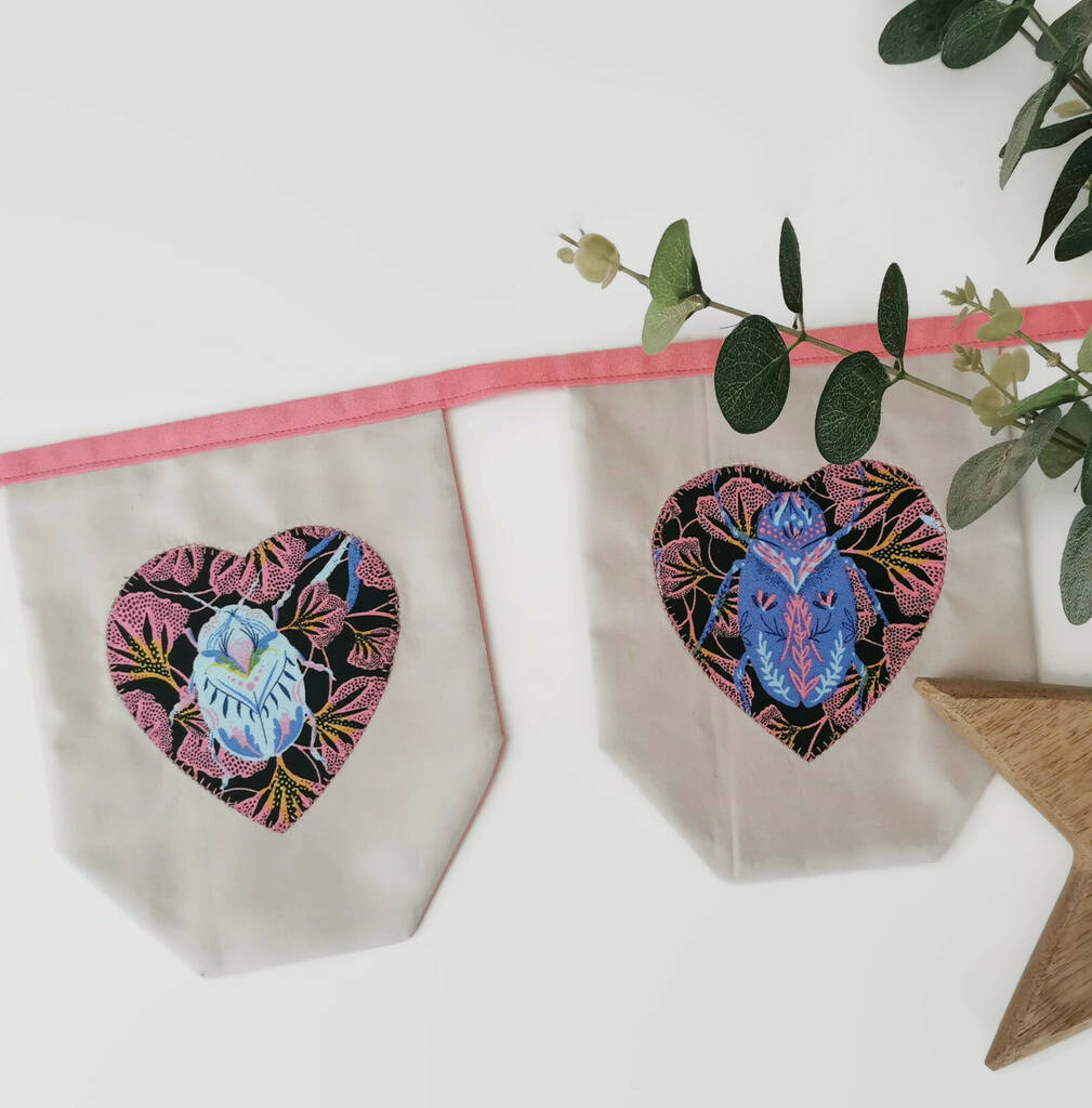 Pink And Grey Girls Bunting With Beetle Bugs / Insects, 1 of 11