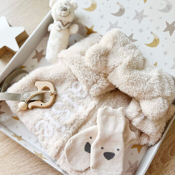 Baby Bear Hooded Jumpsuit Pramsuit In A Gift Box, 5 of 12
