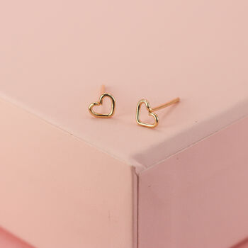 Mini Heart Studs In Rose Gold Fill, 3 of 6