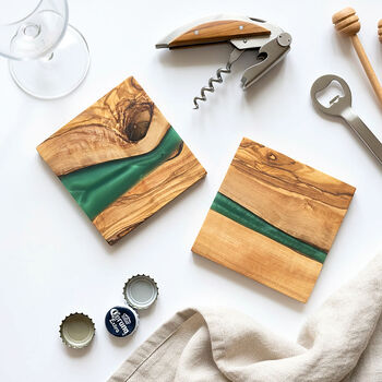 Olive Wood And Resin Coaster, 3 of 7