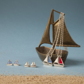 Silver Sail Boat Necklace, 3 of 5