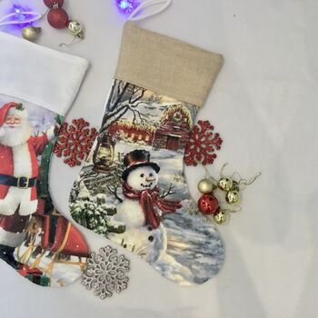 Personalised Snow Man And Santa Christmas Stocking, 8 of 8