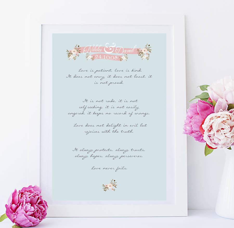 Poem Or Song Lyrics Art Print 'Floral Blue' By Peach Tea Studio ...