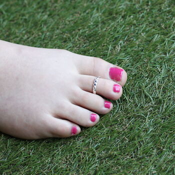 Pure Silver Blue Stone Bichiya Slim Toe Ring, 3 of 8