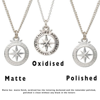Travel Safe Outline Compass Personalised Necklace, 6 of 10