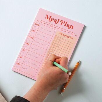 Weekly Meal Planner And Shopping List Pad | Pink Red, 2 of 5