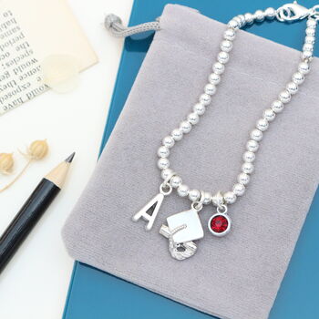 Personalised Graduation Cap Silver Bracelet Congratulations Gift, 8 of 10