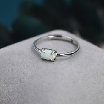 Sterling Silver Clawed Fire Opal Oval Ring, 5 of 11