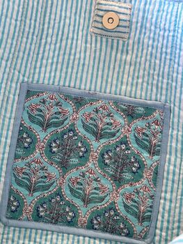 Block Print Quilted Tote Bag, Indian Print Handbag, 10 of 11