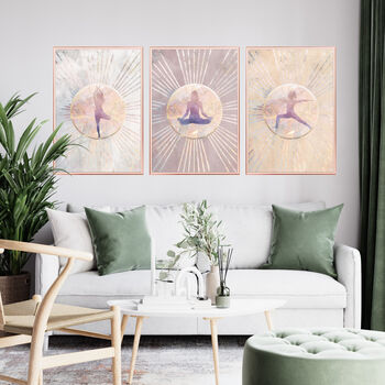 Three Prints Set Yoga Bohemian Sun Original Art, 2 of 6