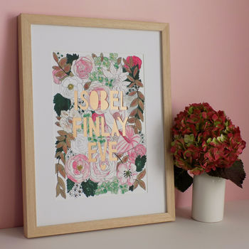 Personalised Family Blush Florals Papercut Print, 4 of 9