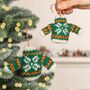 Set Of Two Fair Trade Knit Jumper Hanging Decorations, thumbnail 1 of 7