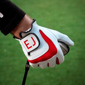 Personalised Men's All Weather Golf Glove For Left Hand Golfer Five Sizes Three Colours Up To Eight Characters, 2 of 7