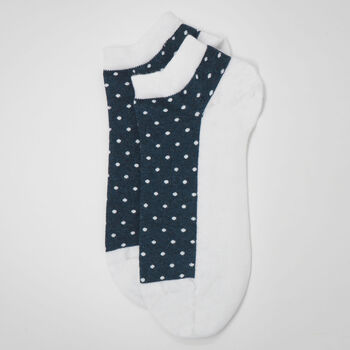 Dash Blue And Polka White Men's Trainer Socks Bundle, 7 of 7