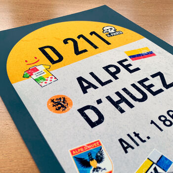 Personalised Cycling Road Sign, Alpe D’huez Art Poster, 5 of 9