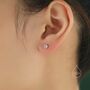 Sterling Silver Tiny Pink Cz Barbell Earrings, thumbnail 6 of 12