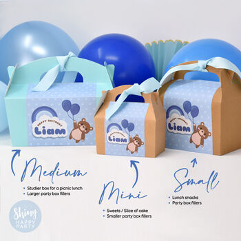 Personalised Blue Bear Party Gift Favour Box, 4 of 4