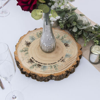 Winter Wreath Printed Wood Slice Table Centrepiece, 2 of 3