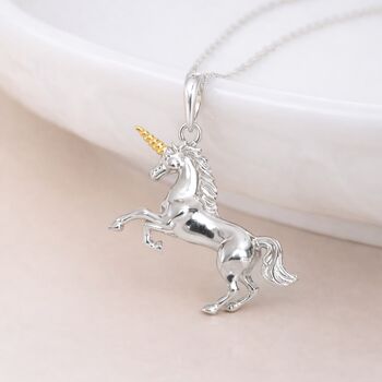 Personalised Sterling Silver And Gold Unicorn Pendant Necklace, 6 of 12