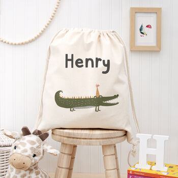 Personalised Crocodile Cotton Nursery Bag, 2 of 6