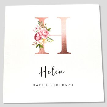 Personalised Birthday Card Initial Name Pink, 3 of 4