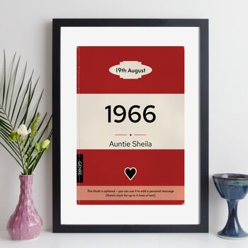 Personalised 60th Birthday Print 1966 Book Cover Gift, 11 of 12