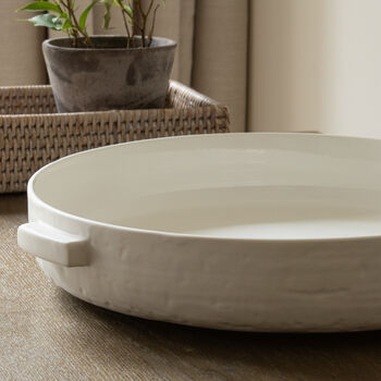 White Ceramic Decorative Bowl With Handles, 3 of 3