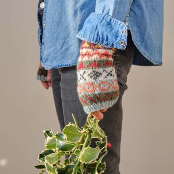 Fair Isle Fingerless Mittens, 2 of 7