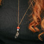 Red Mushroom And Raw Quartz Pendant Necklace, thumbnail 1 of 6