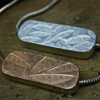 Embossed Silver Petals Lozenge Necklace, 5 of 8