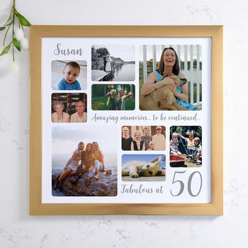 Personalised 50th Birthday Square Photo Collage, 9 of 11