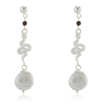 Wdts Snake With Pearl Drop Earrings, 2 of 3