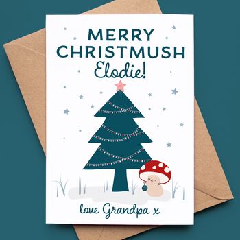 Grandchildren's Christmas Card With Cute Toadstools, 3 of 5
