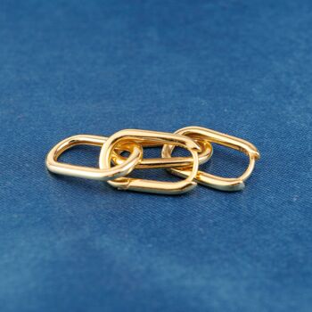 Gold Double Link Chain Earrings, Paperclip Earrings, Hanging Hoops, 6 of 7