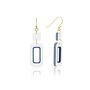 Pearlescent White And Navy Rectangle Earrings, thumbnail 1 of 7