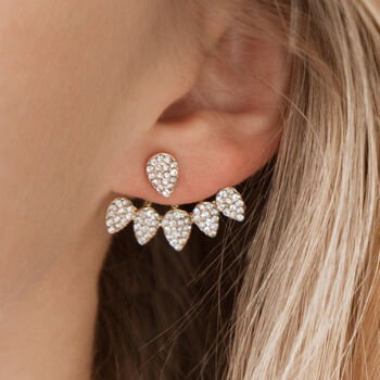 Crystal Encrusted Petal Ear Jacket Earrings, 2 of 4