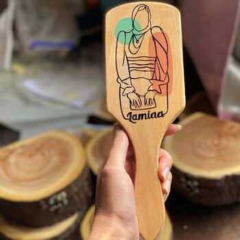 Personalised One Line Hand Painted Portrait Hairbrush, 4 of 6
