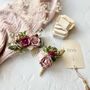 Dusty Pink, Burgundy And Blush Flower Boutonniere, thumbnail 8 of 8