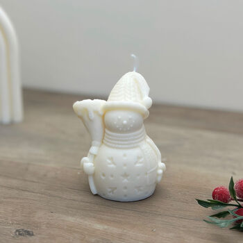 White Snowman Christmas Decoration Candle, 9 of 9