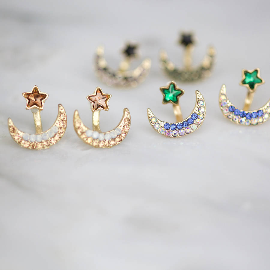 moon and star earrings by junk jewels | notonthehighstreet.com