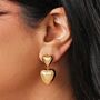 Chunky Double Heart Drop Earrings, thumbnail 2 of 6